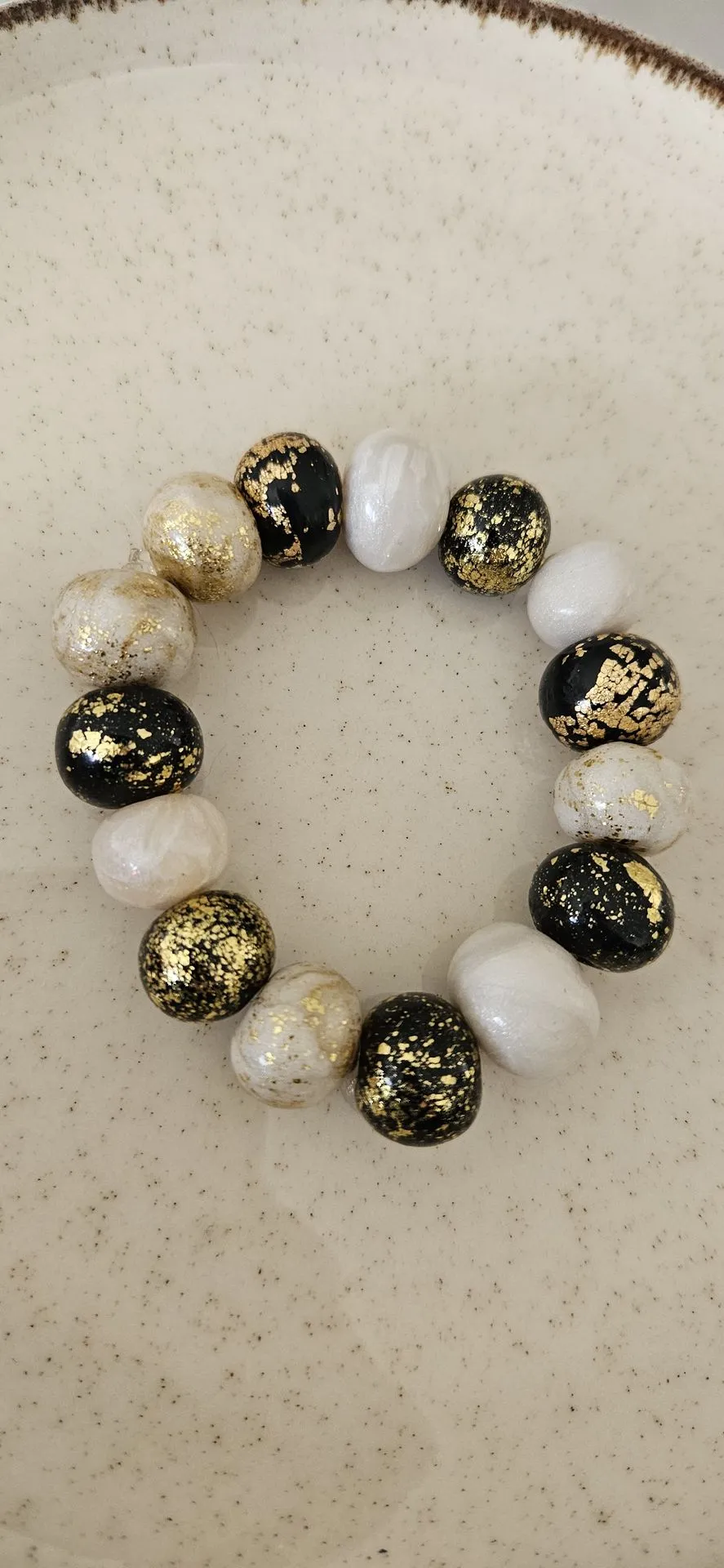 Bracelet (Noir et blanc nacré, Taille S 15-16 cm)